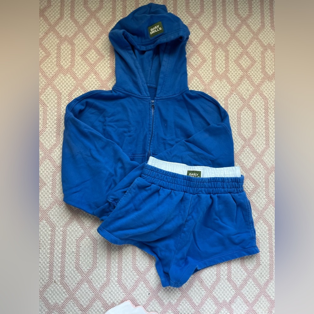 Daily Drills Blue Hoodie and Shorts Set